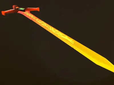 hand-painted hell sword Low-poly 3D model
