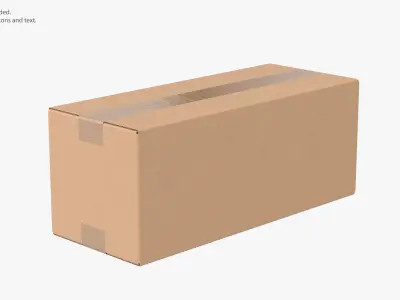 Cardboard Box 50x20x20 Closed 3D model