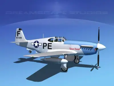 North American P-51B Mustang V07 3D model