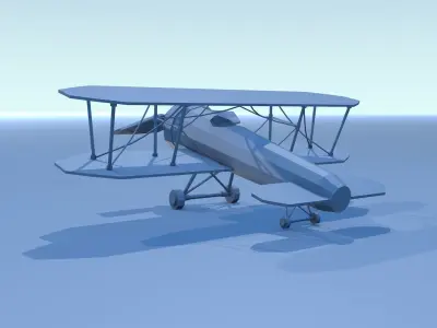 Lowpoly biplane 3D model Low-poly 3D model