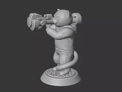 Ukrainian War Cat with NLAW Rocket Launcher ZSU 3D print model