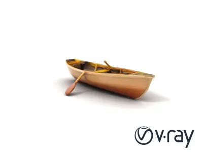 Realistic Wooden Rowboat with Oars model pack Low-poly 3D model