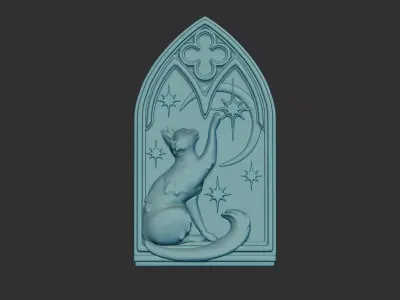 Pendant with a moon cat 3D print model