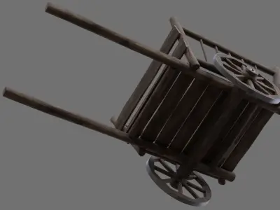 Wooden Cart 1A Low-poly 3D model