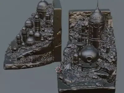 Abyss Station Mariana Trench Dieselpunk Bookend Unscaled 3D print model