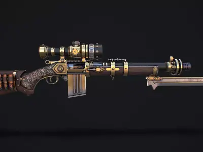 Fantasy Rifle 2 Game Ready Asset Low-poly 3D model