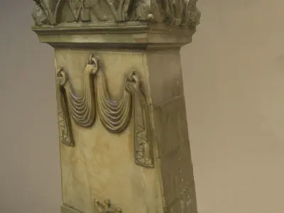 Scanned photorealistic old grave stone with inscriptions  Low-poly 3D model