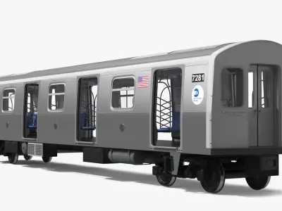  R160 Middle Subway Car with Sliding Side Doors Silver Rigged 