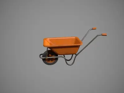 Orange Wheelbarrow Low-poly 3D model
