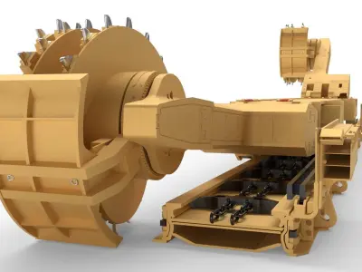 Longwall Mining Coal Shearer Loader 3D model