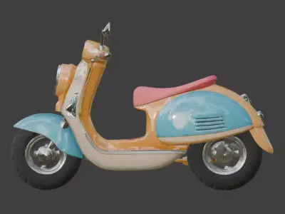 Futuristic Retro-Style Mini Scooter 3D Model Low-poly 3D model