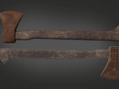 Game Ready Lumberjack Axe with 3 Different Textures Low-poly 3D model