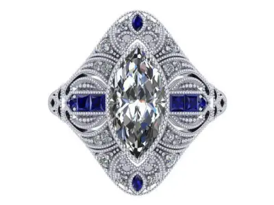 Antique Marquise ring 3D print model