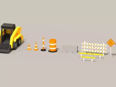 Low Poly Construction Pack Free low-poly 3D model
