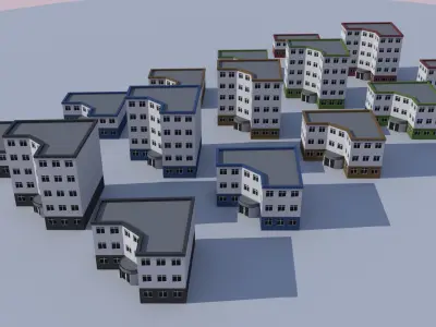 Cartoon Building Low Poly Building Commercial Corner Hotel Low-poly 3D model