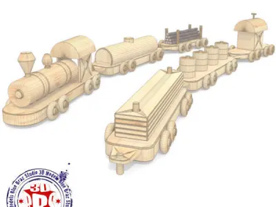 wooden toys collection 3D model