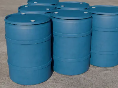 Plastic Barrel Low-poly 3D model get