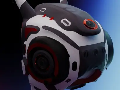 SCI-FI Helmet Low-poly 3D model 8
