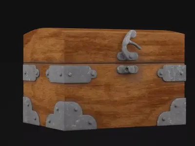 Wooden Chest Low-poly 3D model