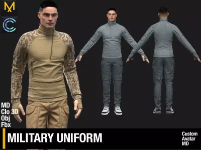 Military Uniform Marvelous Designer Clo 3D project 3D model purchase