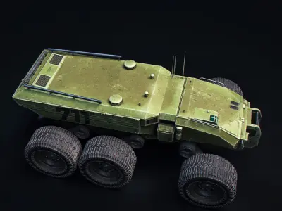 Technical Vehicle transporter Green Source Files 8K Textures  Low-poly 3D model