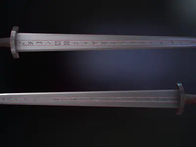 Scandinavian Battle Sword Low-poly 3D model