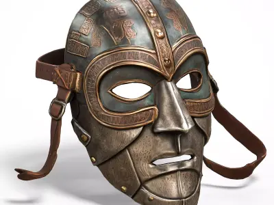 Ancient Warrior Mask  Bronze Steel 3D model