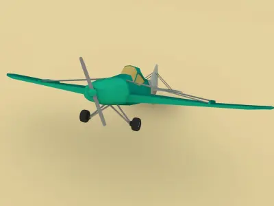 Airplane cartoon - 05 Low-poly 3D model
