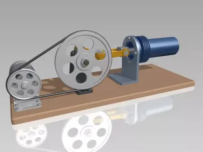 Stirling Engine Beta Type Model 3D model