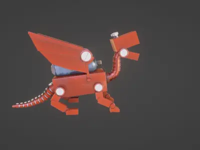 Toy Dragon Rigged and Animated 3D Model  Low-poly 3D model