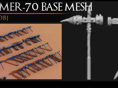 70 Models-Cold Weapons-Hammer Weapons-UV-Vol 08 Low-poly 3D model
