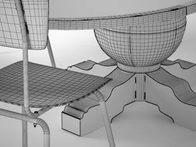 Enzo Industrial Loft Pine Metal Oval Dining Table 3D model