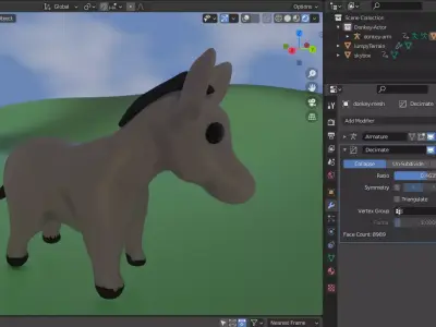 Plushy Toon Donkey Low-poly 3D model