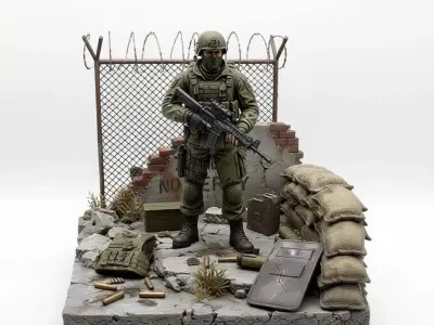 Tactical Military Soldier Urban Base STL 3D Print 80mm 3D print model