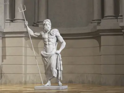Poseidon Greek God Statue Marble 3D model