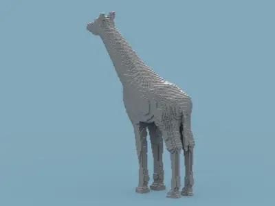 Voxel Giraffe Low-poly 3D model