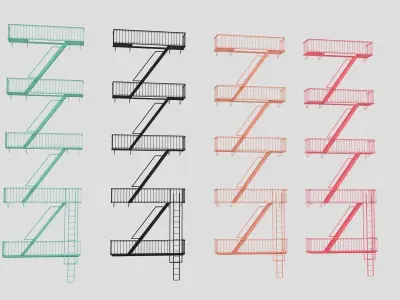 Emergency Fire Escape Stairs 3d model Low-poly 3D model