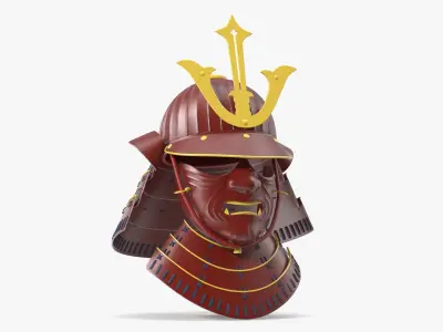 Sengoku Samurai Kabuto with Menpo Red 3D model