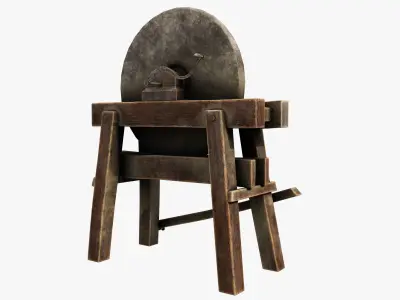 Grindstone grinding wheel Low-poly 3D model
