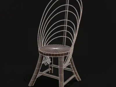 Rustic High Back Bent Stick Chair Low-poly 3D model