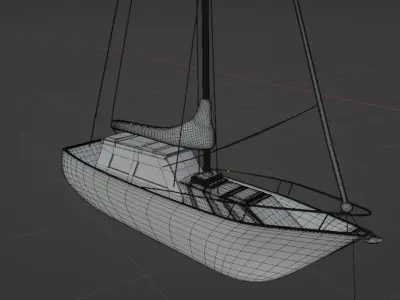 Sailboat 3D Model Ocean Scene 3D model