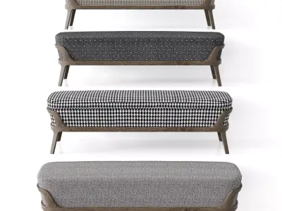 Banquette four different upholstered benches Low-poly 3D model