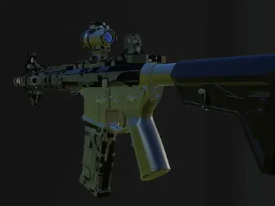 AR-15 riffle Low-poly 3D model