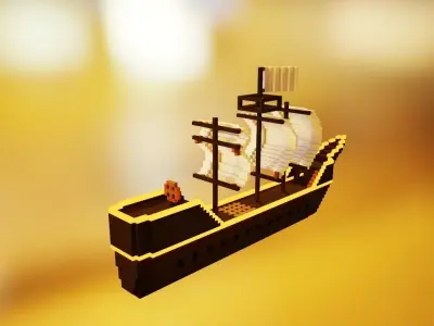 Sailing ship Low-poly 3D model