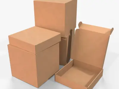 Mailer Boxes - Cube and Flat Set 3D model