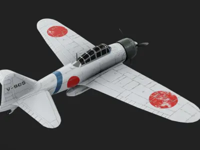 A6M Zero Low-poly 3D model