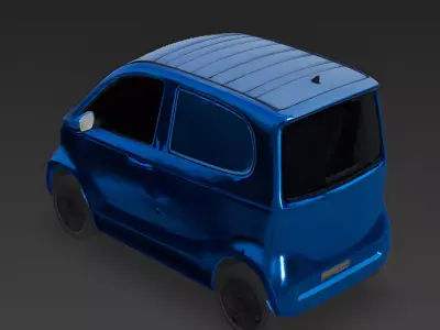Realistic EV Blue Car 3D Model 3D Model Low-poly 3D model
