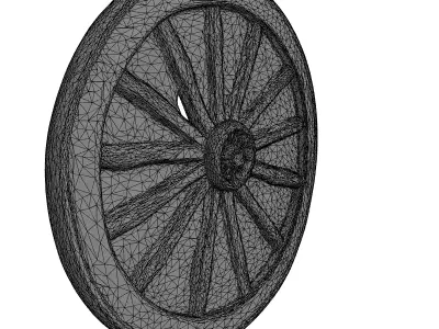 Rustic Wooden Wagon Wheel Low-poly 3D model