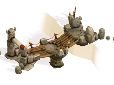 Wooden Structure Suspension Bridge Low-poly 3D model purchase