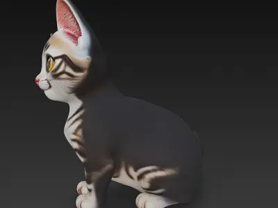 Optimized Low-Poly Kitten 3D Model UE5- Unity Real-Time Ready Low-poly 3D model shop